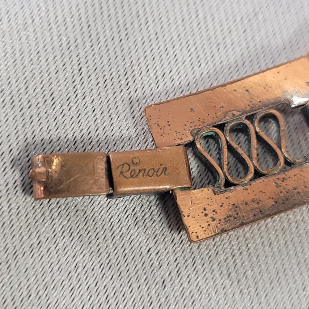 Vintage Renoir Copper Link Bracelet Mid Century Modern Geometric MCM Signed - Picture 3 of 8